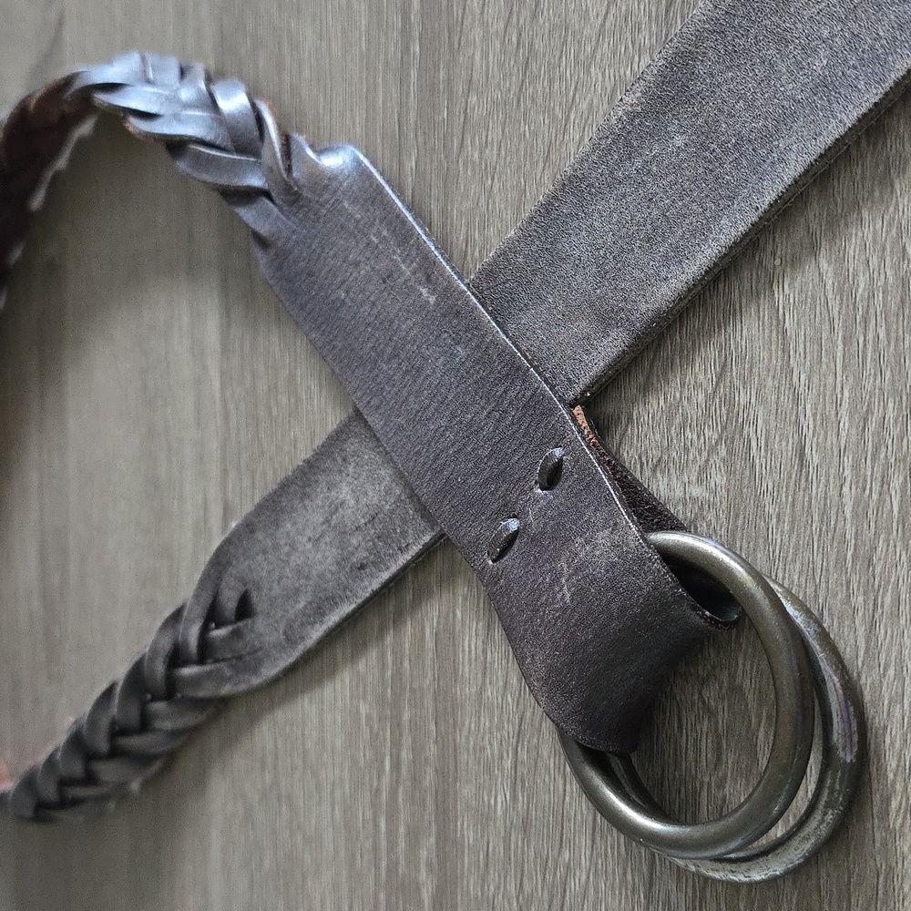 J. Crew Braided Woven Taupe Genuine Leather Wide Belt